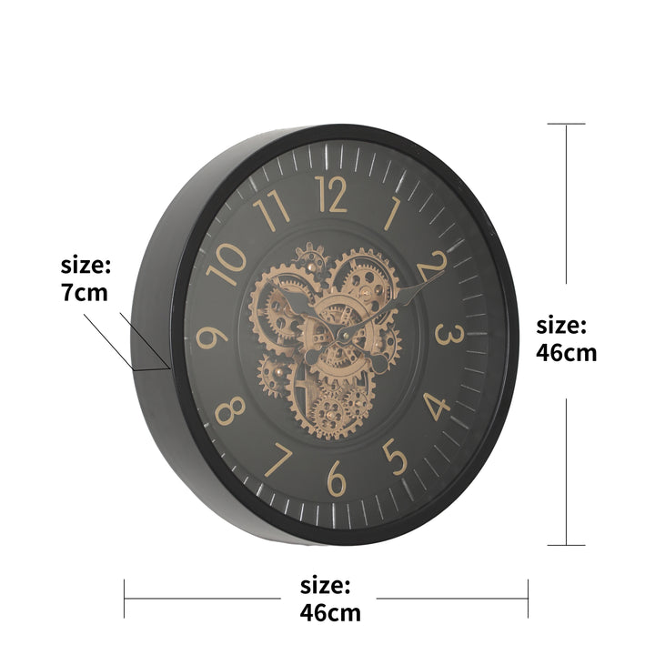 Elliott Round Moving Cogs Wall Clock