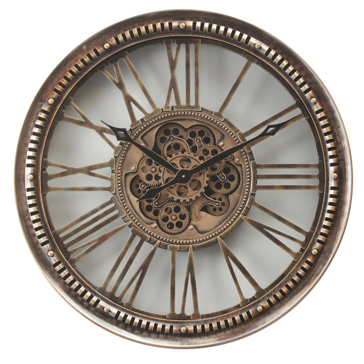 Majestic Round Industrial Moving Cogs Wall Clock