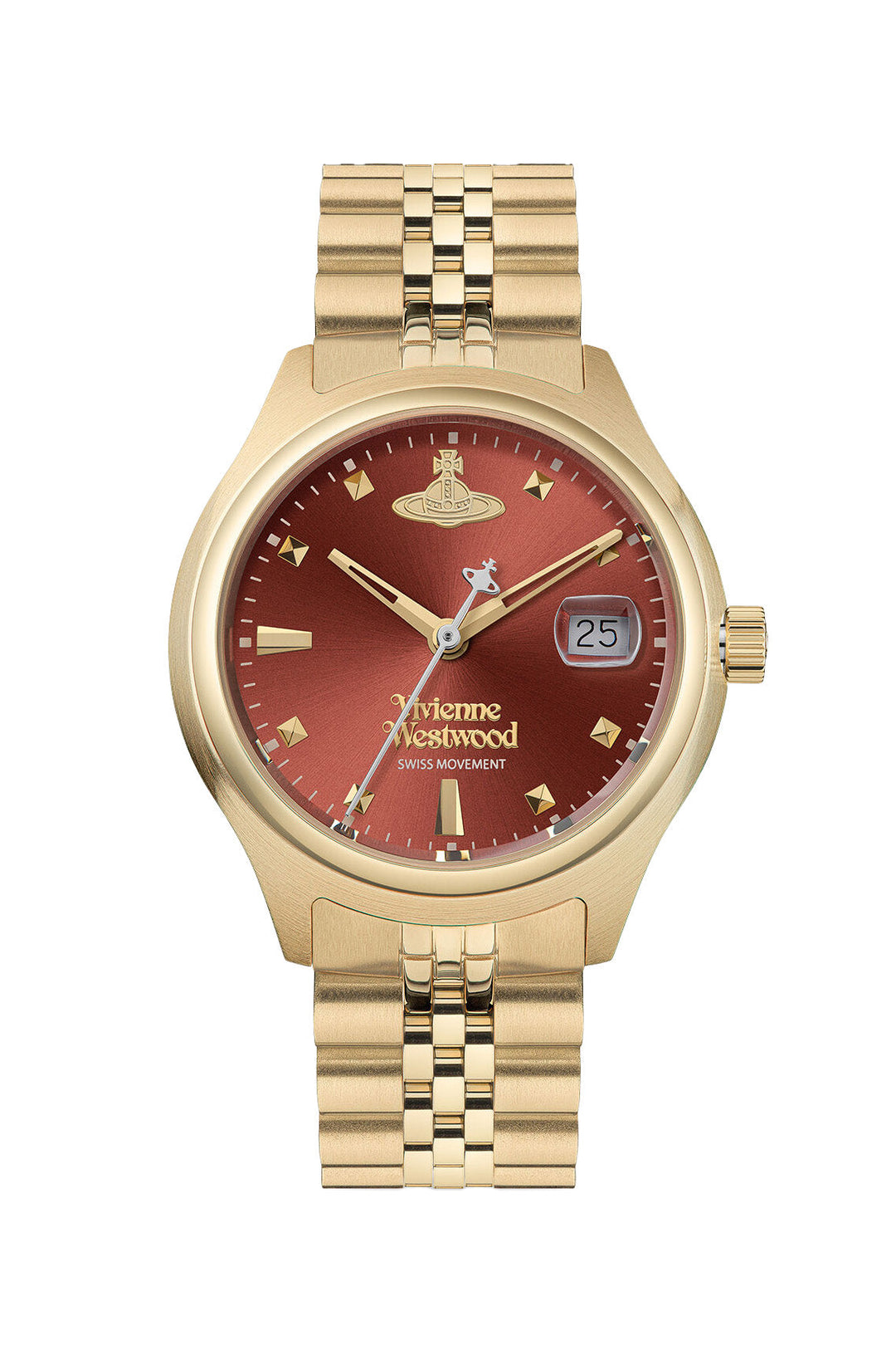 Vivienne Westwood Little Camberwell Red Dial Gold Strap Watch