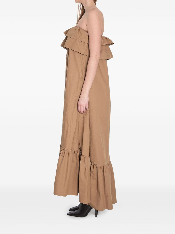 Saint Laurent Dresses Saint Laurent Beige Strapless Ruffle-Hem Dress Saint Laurent Beige Strapless Dress with Ruffle Hem – Chic & Stylish Brand