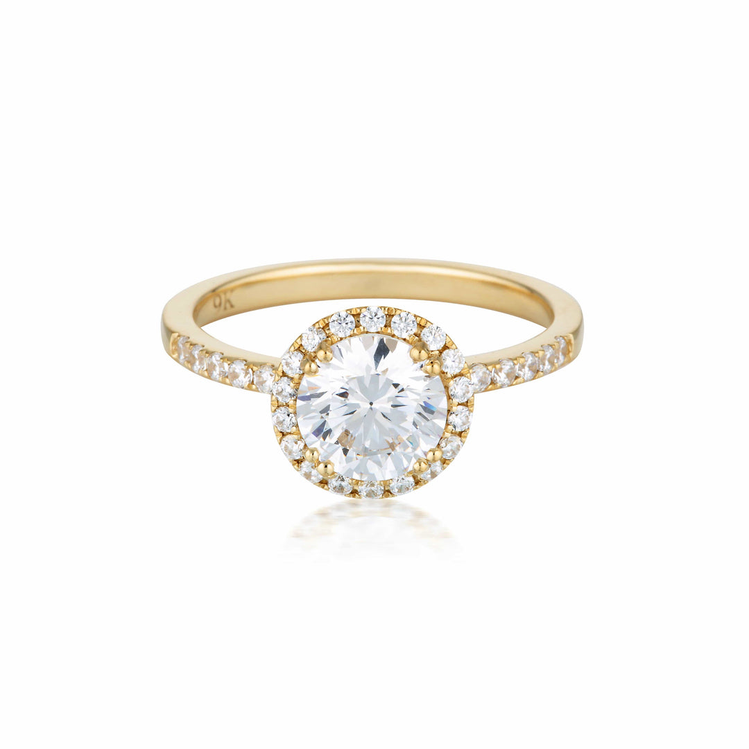 Georgini Ring 6 Georgini Gold Round Brilliant Cut 1.25ctw Moissanite Halo Engagement Ring In 9ct Yellow Gold Georgini Gold Round Brilliant Cut 1.25ctw Moissanite Halo Engagement Ring In 9ct Yellow Gold Brand