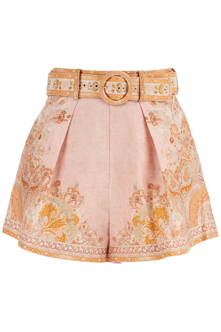 Zimmermann Short trousers Zimmermann high-waisted floral cream linen shorts Zimmermann high-waisted floral cream linen shorts Brand