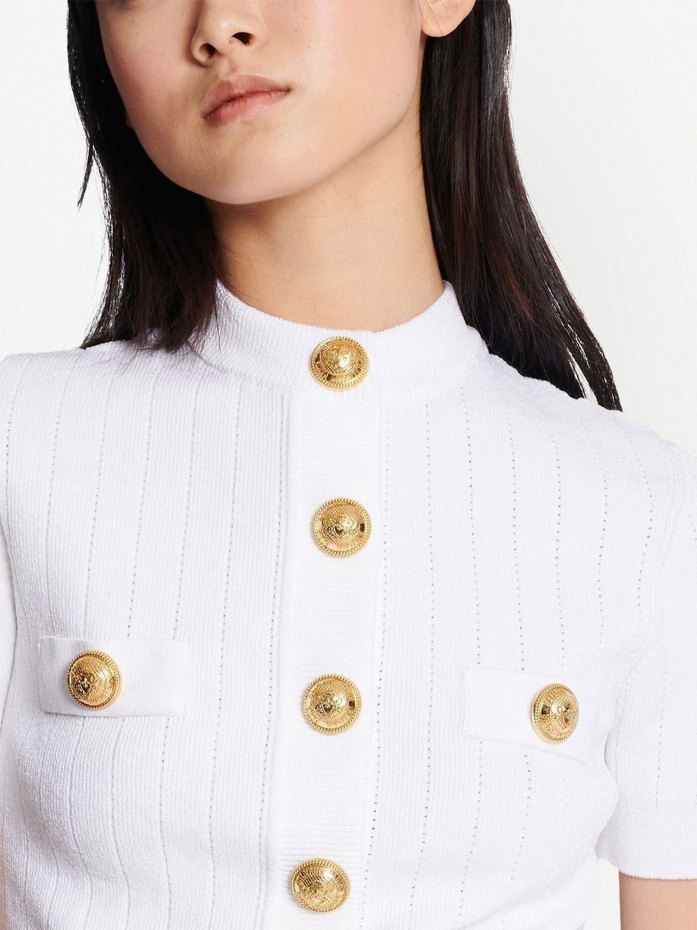 Balmain Topwear Balmain Knit Button Sweater Balmain Off-White Knit Button Sweater Brand