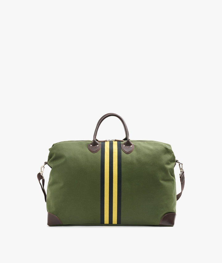 My Style Bags Travel Bags My Style Bags Harvard Rugby Duffel Travel Bag in Forest Green with Green/Yellow Stripes for Men Brand