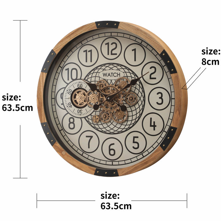 Chilli Wall Clock Royal Round Wooden moving cogs wall clock Brand