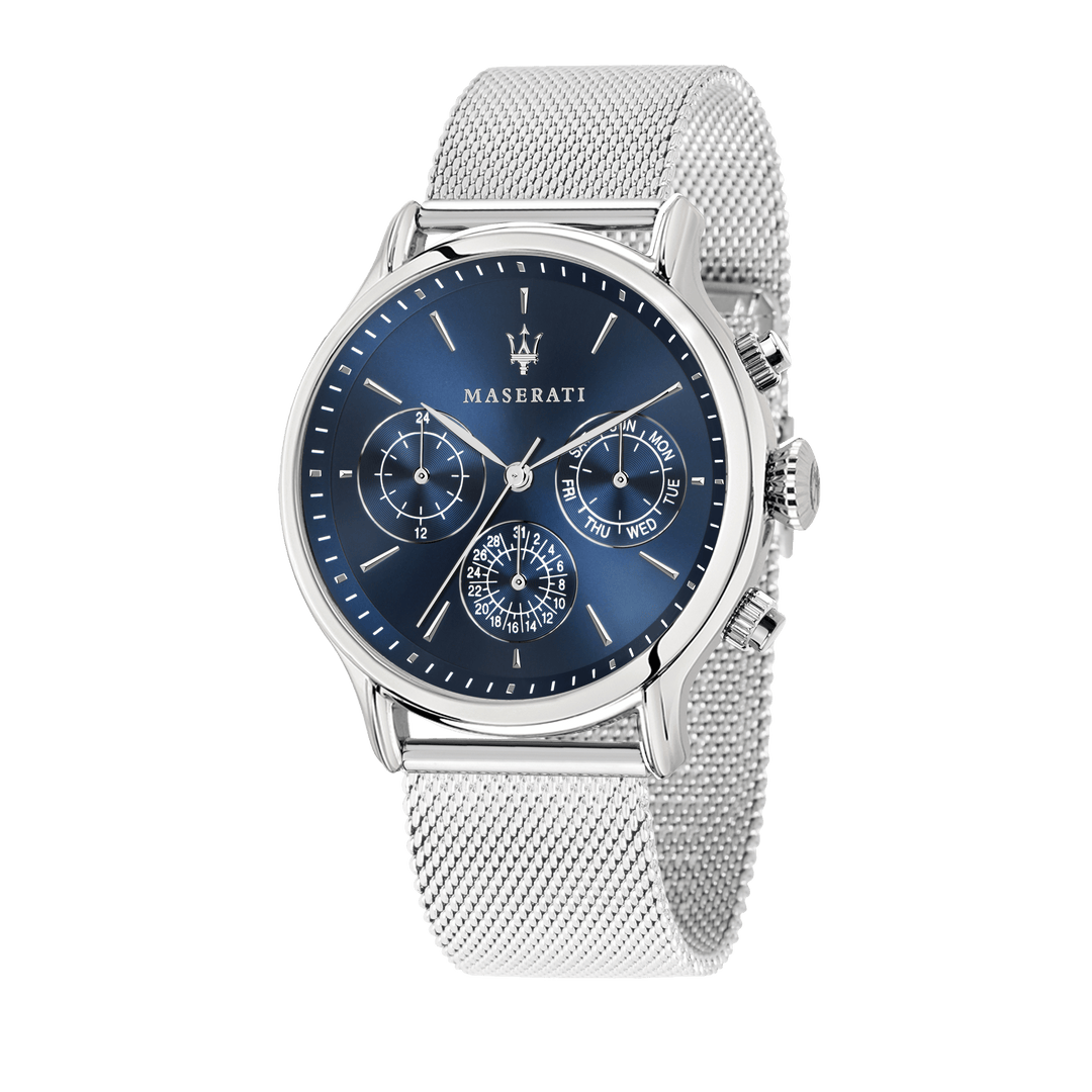 Maserati Watch Maserati Epoca 42mm Blue Dial Silver Mesh Watch Brand