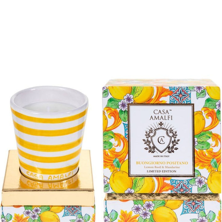 Casa Amalfi Buongiorno Positano Hand Painted Vase Candle Lemon Basil & Mandarin