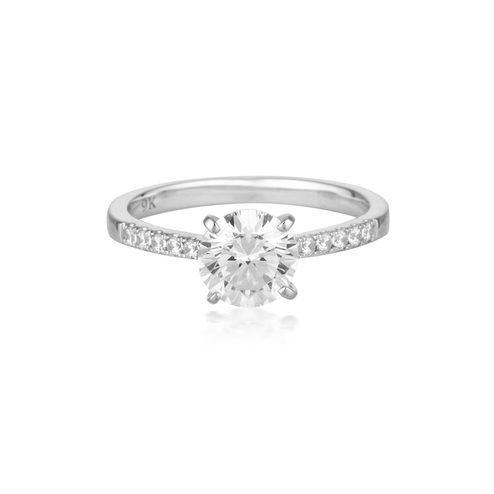 Georgini Gold Round Brilliant Cut 1.25ctw Moissanite Engagement Ring In 9ct White Gold