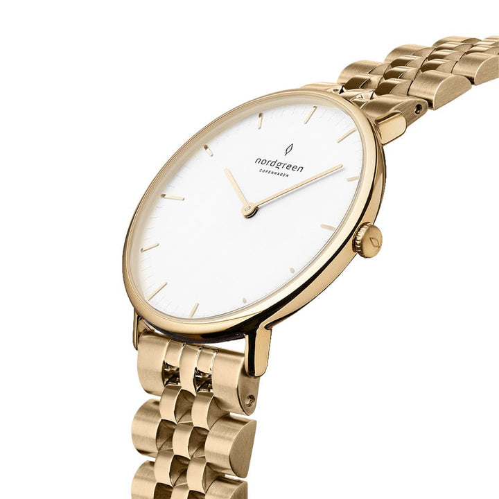 Nordgreen Watch Nordgreen Women's Native 32mm 5 Link Bracelet Gold Dress Watch Brand