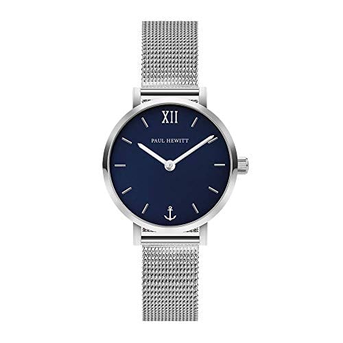 Paul Hewitt Watch Paul Hewitt Modest 28mm Blue Lagoon Women's Silver Mesh Watch Brand