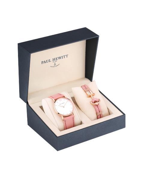 Paul Hewitt Watch Paul Hewitt Perfect Match Gift Set Sailor White Sand Watch and Pink Phrep Medium Brand